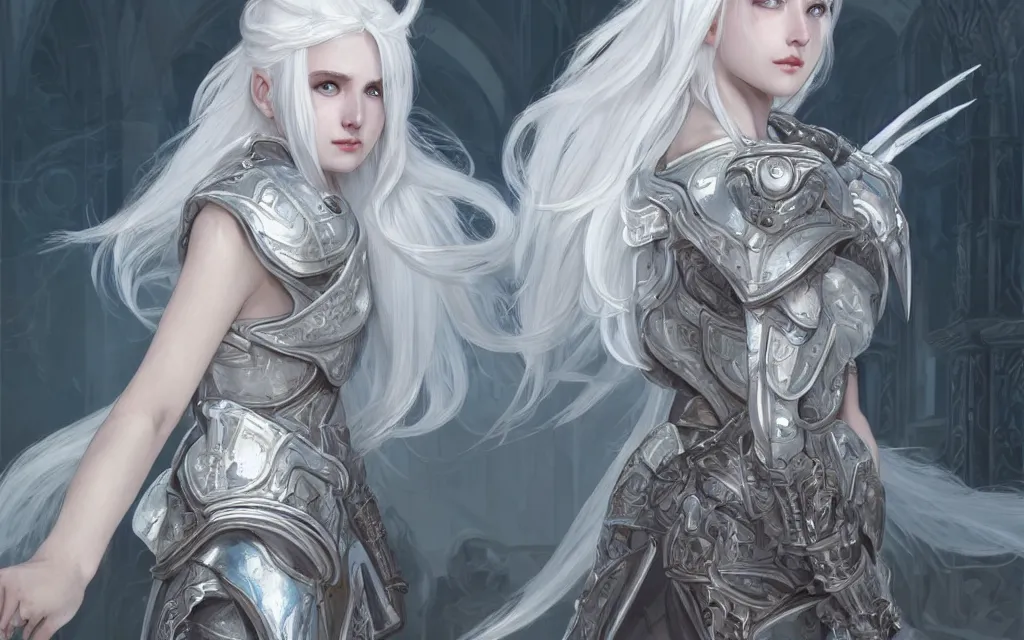 Prompt: portrait white hair knights of zodiac girl, matt white ice color armor, in ruined agora of athens, ssci - fi and fantasy, intricate and very very beautiful and elegant, highly detailed, digital painting, artstation, concept art, frostbite engine, smooth and sharp focus, illustration, art by tian zi and wlop and alphonse mucha