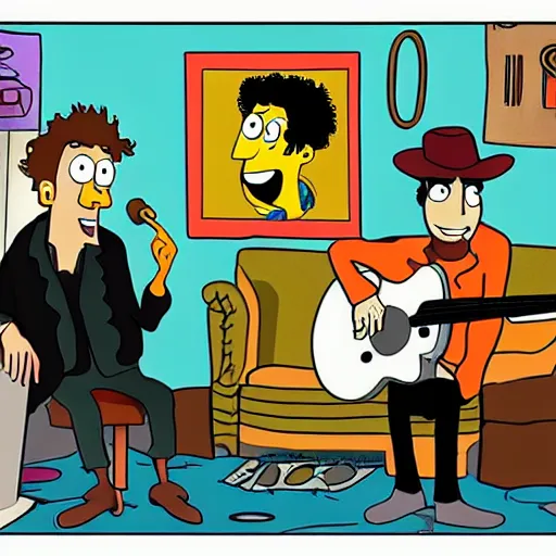 Image similar to bob dylan cartoon in spongebob style