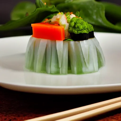 Prompt: sushi jellzo aspic salad