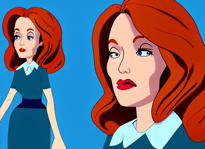 Image similar to dana scully in the style of ninteen seventies disney animation