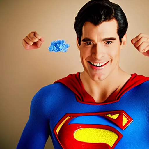 Image similar to superman eating candy, photo