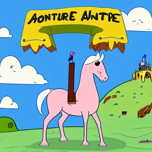 Prompt: cartoon horse in a style of adventure time cartoon