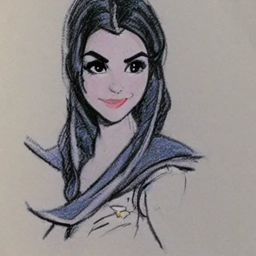 Image similar to milt kahl sketch of victoria justice as princess padme in star wars episode 3