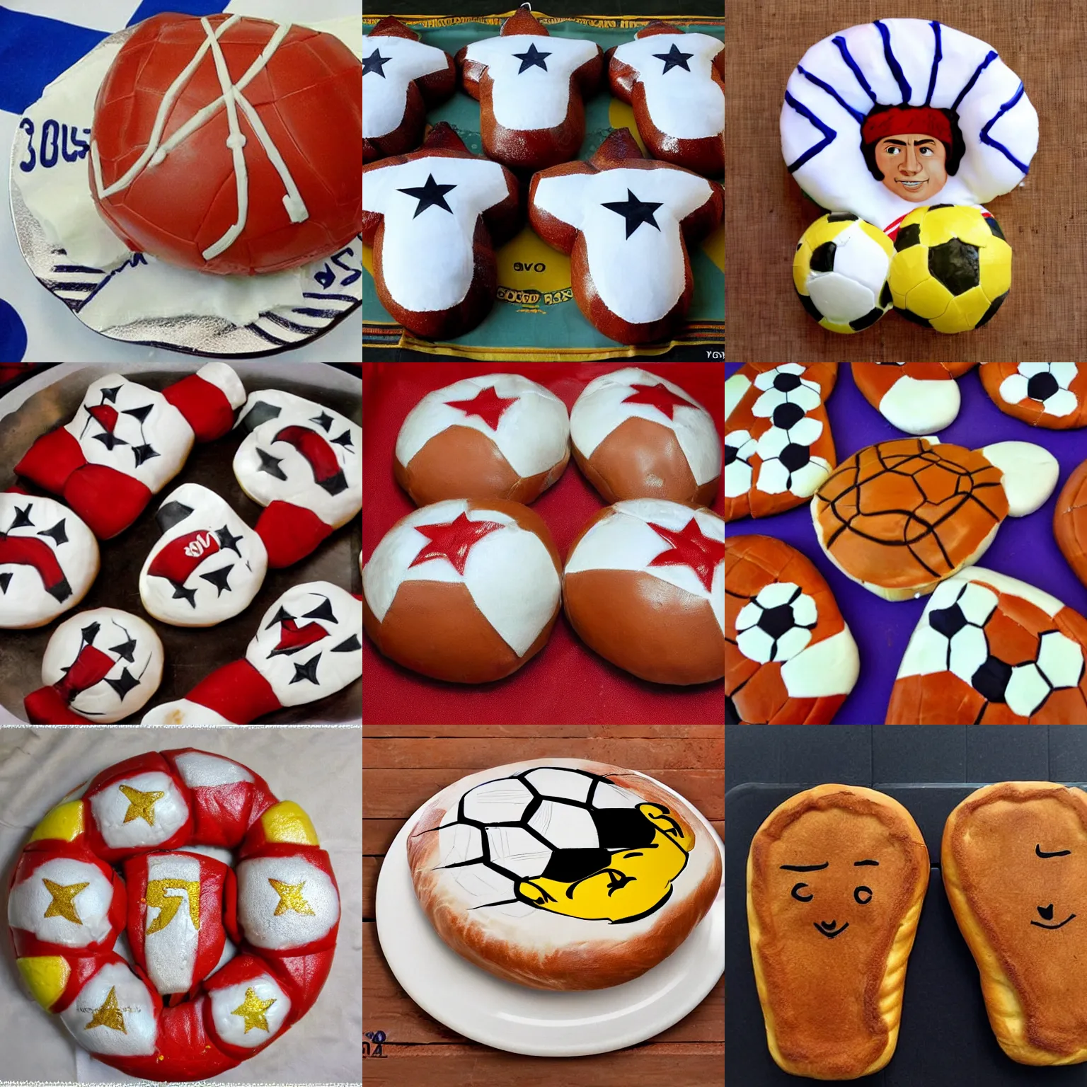 Prompt: portugeuse sweet bread in the shape of soccer player ronaldo! 7