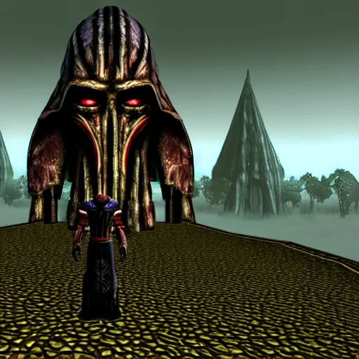 Image similar to among us imposter in morrowind, retro pc graphics, video game screenshot, retro 3 d, pc game, elder scrolls, morrowind