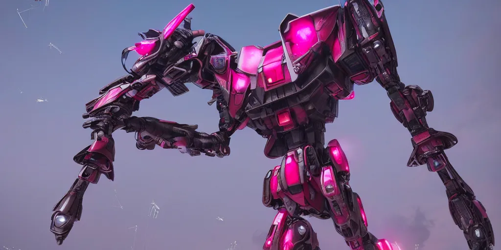 Image similar to a metal insect - like of female gundams like beetles is in pink and red collection by merriam, daniel, intricate mechanical details, futuristic, 2 k aesthetic, dramatic lighting, 4 k, 3 d octane render, provenance, detailed, trending on artstation