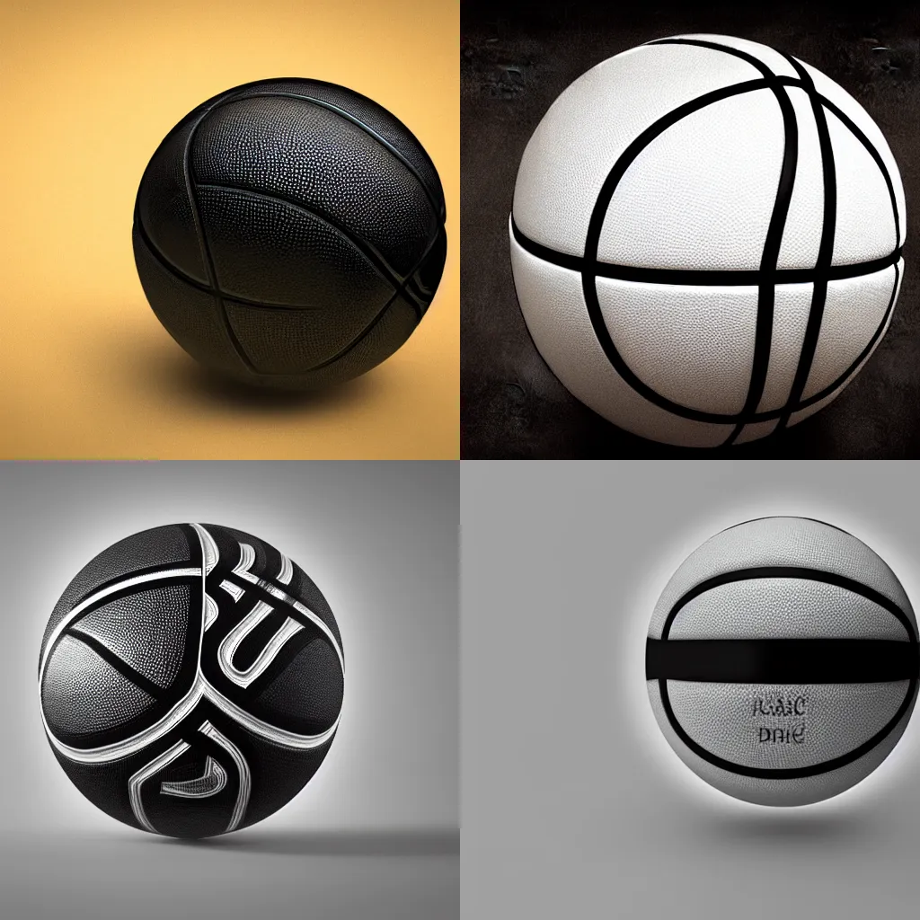 Prompt: Basketball ball, calligraphy black marker, macro, 3D render, unreal engine