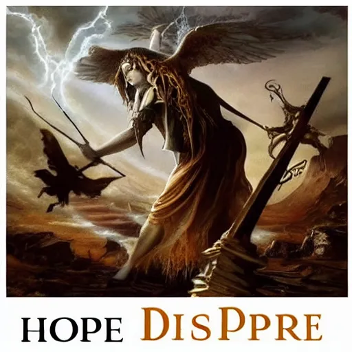 Image similar to hope and despair dark fantasy world magnificent dramatic worship