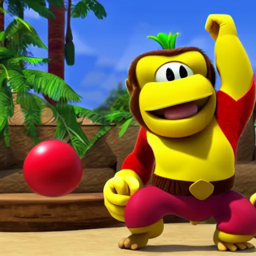 Image similar to donkey kong spongebob, photorealistic