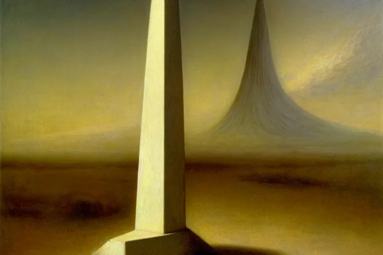 Image similar to the white obelisk the serpent and the black obelisk, oil on canvas, high detail, by odd nerdrum