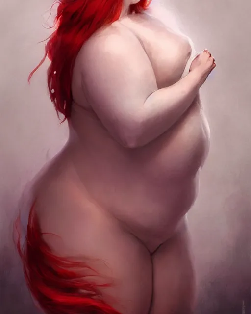 Image similar to laughing white extremely fat blob humanoid, with red hair | | realistic shaded, fine details, realistic shaded lighting poster by greg rutkowski, magali villeneuve, artgerm, jeremy lipkin and michael garmash and rob rey