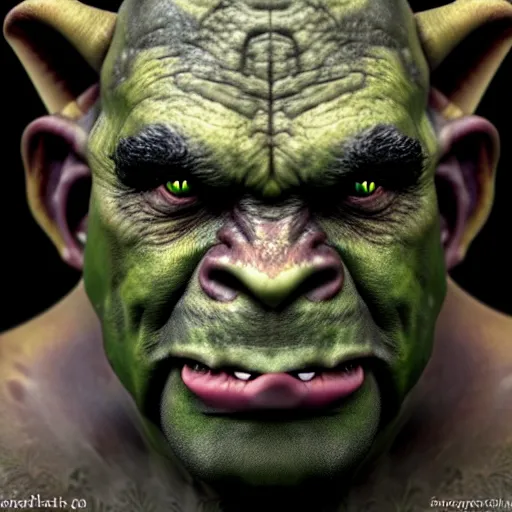 Prompt: a photorealistic portrait shot of a fantasy orc