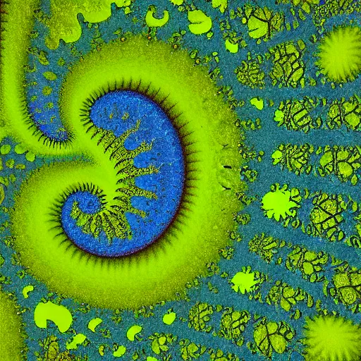 Prompt: full page, fractal, mossy, bumpy, blue, by david normal