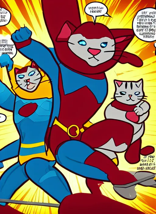 Image similar to cat super hero comic 4k high details