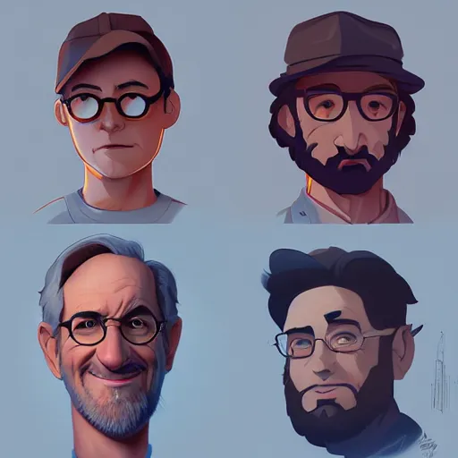 Image similar to face icon stylized minimalist steven spielberg, loftis, cory behance hd by jesper ejsing, by rhads, makoto shinkai and lois van baarle, ilya kuvshinov, rossdraws global illumination