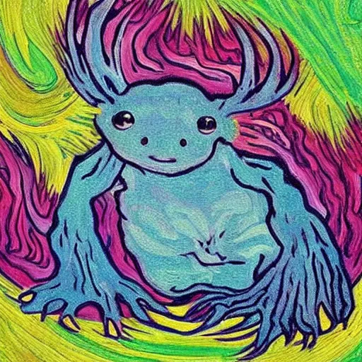 Image similar to “axolotl in style of Van Gogh”