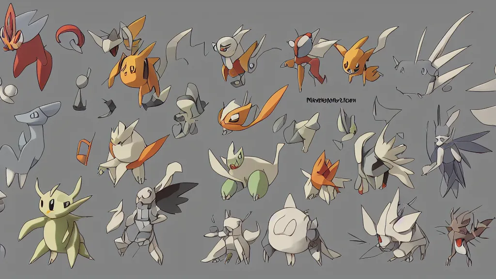 Prompt: New pokemon designs, character sheet, illustrations, studio Ghibli, pokémon, trending artstation, digital art, 8k, anime