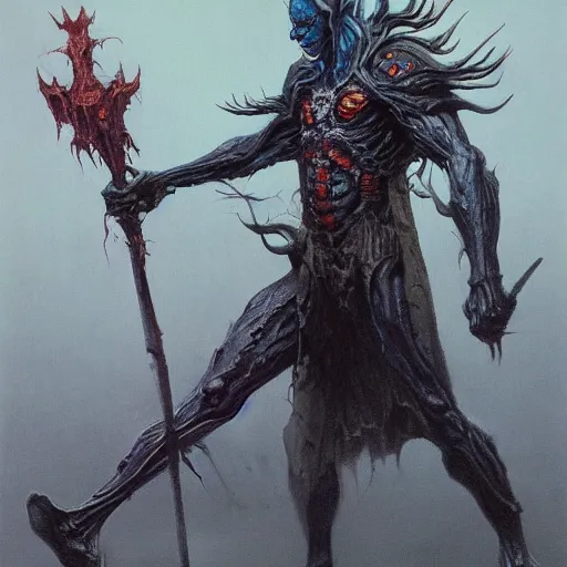 Image similar to warhammer malekith full body concept art, beksinski, trending on artstation