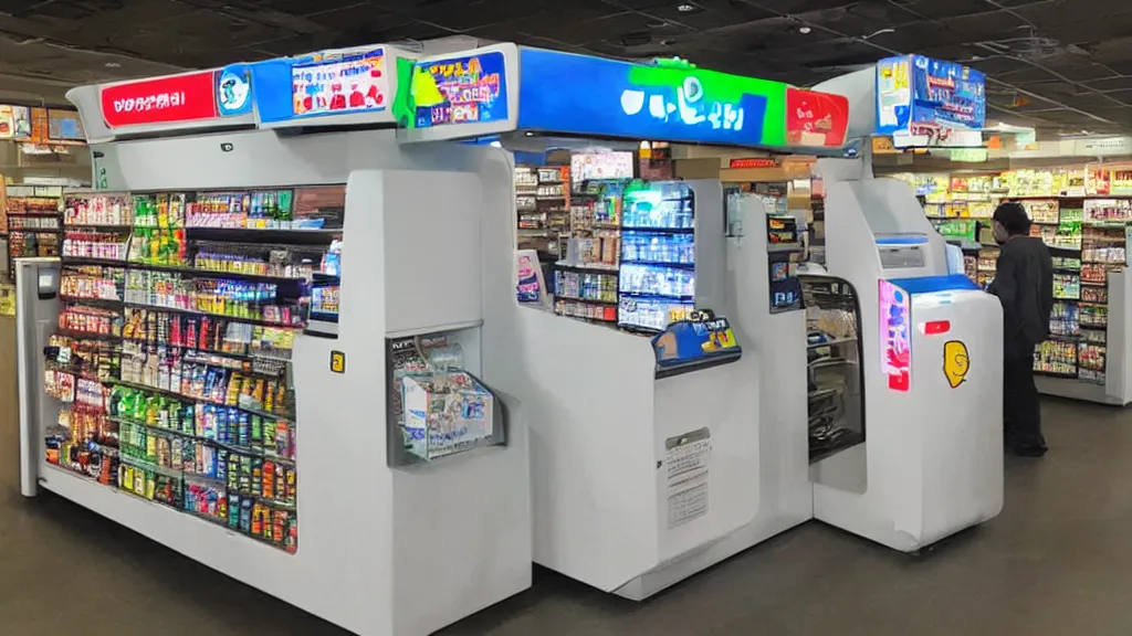 Image similar to origami inequitable convenience store robo - cashier