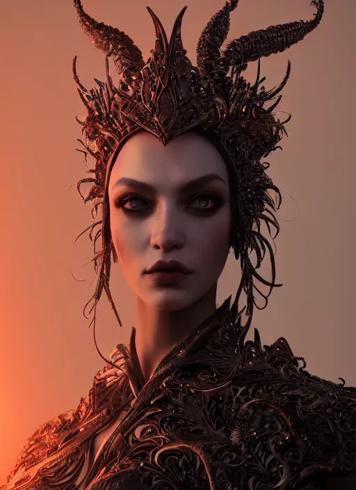 Prompt: close - up real portrait of an absurdly beautiful, graceful, sophisticated, fashionable dark witch, hyperdetailed photography by irakli nadar and vania zouravliov, day - glow, unreal engine 5 highly rendered, global illumination, radiant light, detailed and intricate environment