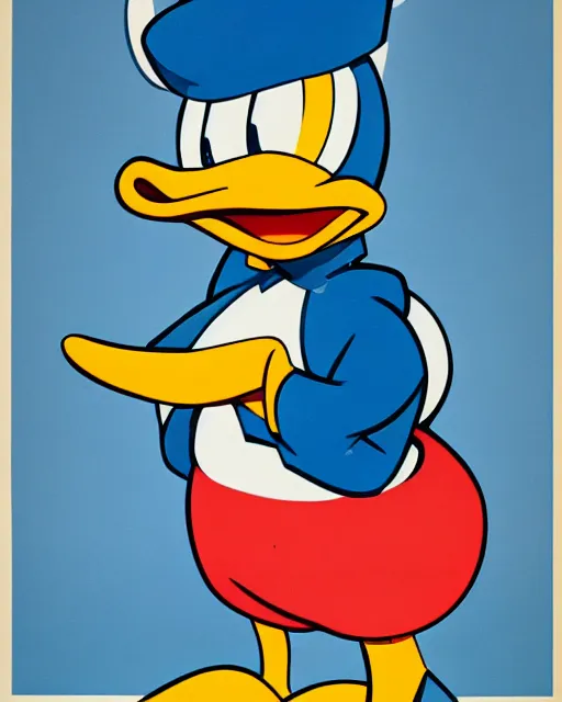 Image similar to Donald Duck in a Soviet style propaganda poster