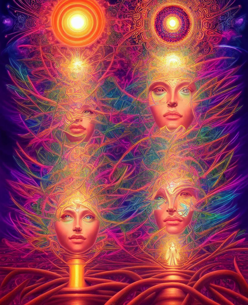 Image similar to a beautiful hyperdetailed painting of divine human spiritual evolution, enlightenment, consciousness, retrowave fantasy, wallpaper, highly detailed, trending on artstation.