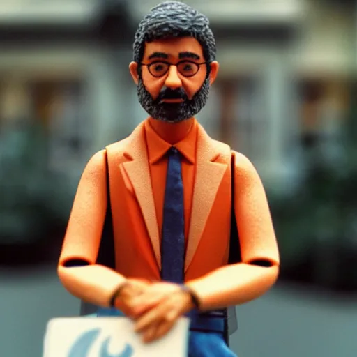 Prompt: picture of a plastic action man figure of Mélenchon, cinestill 800t 8k