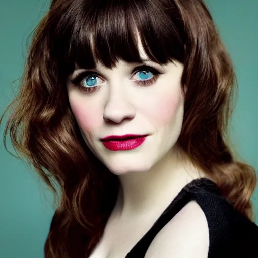 Image similar to portrait of zooey deschanel and christina hendricks hybrid by mario testino, headshot, detailed, award winning, sony a 7 r