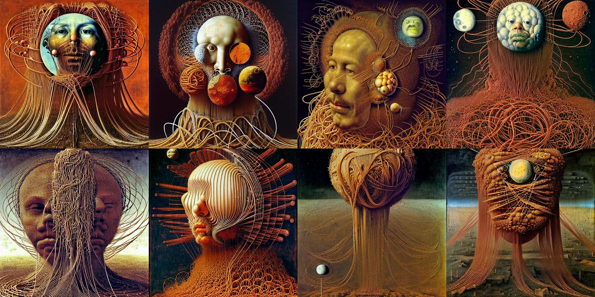 Prompt: the moon landing remaked with fractals of spaghetti, by giuseppe arcimboldo and ambrosius benson, renaissance, a touch of beksinski, realistic, high definition