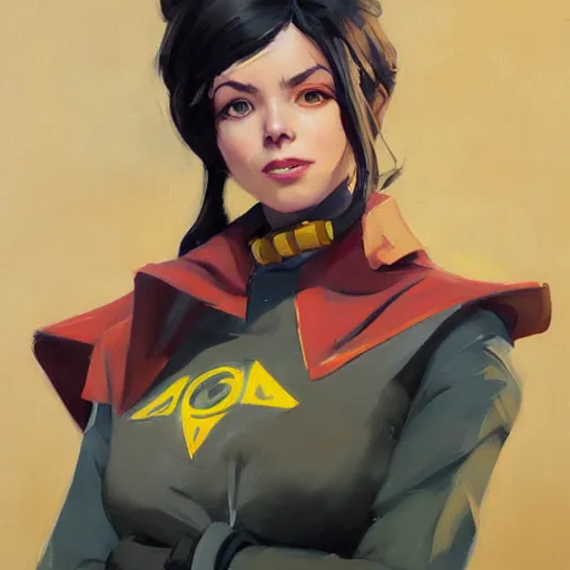 Image similar to greg manchess portrait painting of hermine granger as overwatch character, medium shot, asymmetrical, profile picture, organic painting, sunny day, matte painting, bold shapes, hard edges, street art, trending on artstation, by huang guangjian and gil elvgren and sachin teng