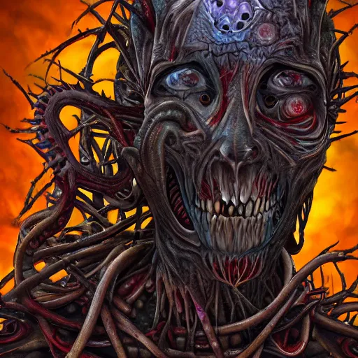 Prompt: justin sun became bloody ugly lovecraftian degenerate abomination, photo - realistic, color image, 4 k, highly detailed, bodyhorror, occult art, by giger, fractal structure