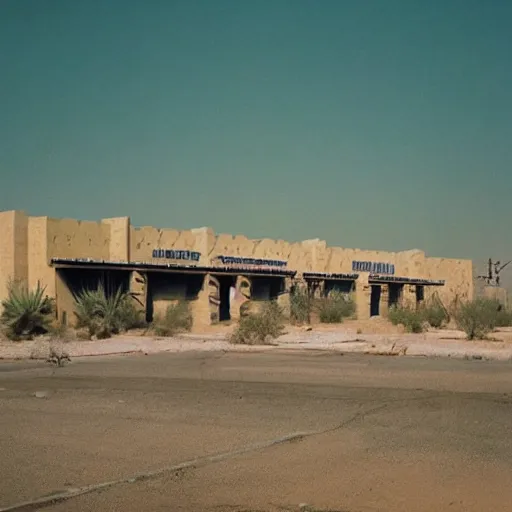Prompt: 1 9 7 0 s movie still of a empty monstrous stalinist style town in the desert, cinestill 8 0 0 t 3 5 mm eastmancolor, heavy grain, high quality, high detailed