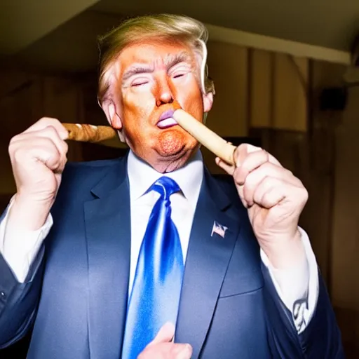 Image similar to a photo of donald trump smoking a cigar