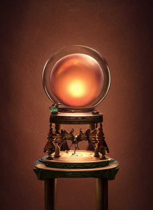 Image similar to crystal ball on a wood stand with a beautiful dreamscape inside, studio product photography, centered, super highly detailed, professional digital painting, artstation, concept art, smooth, sharp focus, extreme illustration, unreal engine 5, photorealism, beautiful, cinematic, art by artgerm and rutkowski and alphonse mucha and loish and wlop