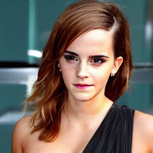 Image similar to emma watson mixed with kim kardashian, 5 0 - 5 0 mixture