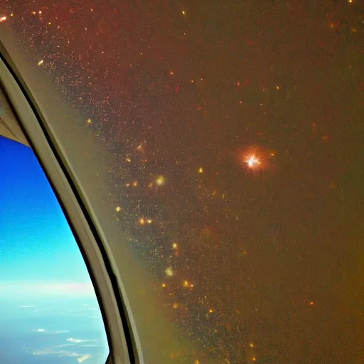 Image similar to Liminal space in outer space, viewed from an airplane window