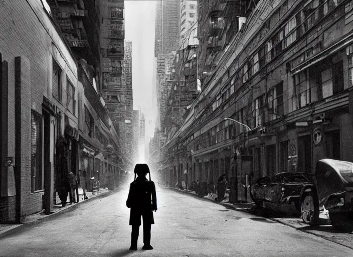 Prompt: a cyborg in a cyberpunk street, by richard avedon, tri - x pan stock