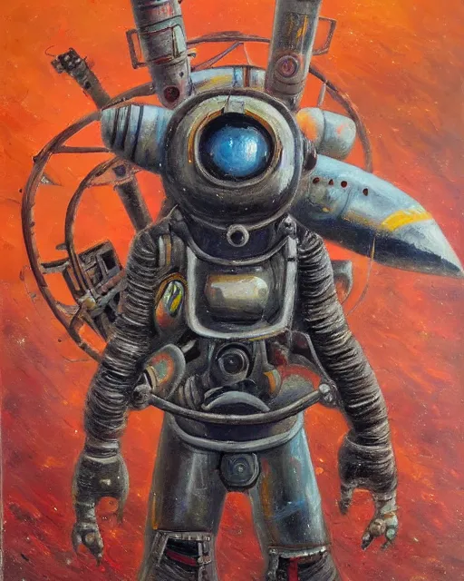 Image similar to sukhoi mech!!! armed with rockets and a minigun, humanoid figure, round machines, oil painting, soviet ( ( ( ( airplane ) ) ) ), tribal yurta, postapocalyptic, sharp focus