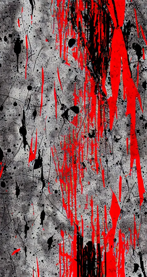 Image similar to abstract category b film poster, seamless texture, blood splatter on the sides and trace of a shot in centre, sharp render, painting, grainy tape, distortion, few details,