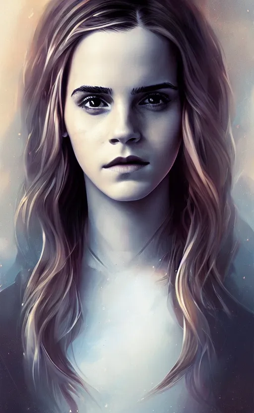 Image similar to Emma Watson Neuralink, masterpiece digital painting by Greg Rutkowski, Alex Grey, artstation, 4k wallpaper