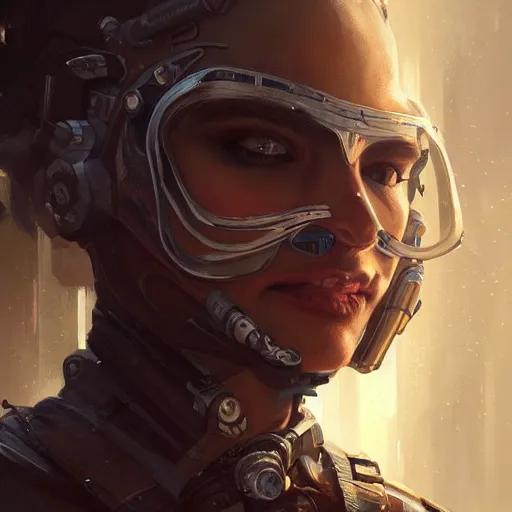 Prompt: scifi character portrait Painting of a futuristic pirate, dystopian mood, intricate, wild, highly detailed, digital painting, artstation, concept art, smooth, sharp focus, illustration, art by artgerm and greg rutkowski and alphonse mucha