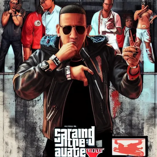 Image similar to daddy yankee in gta v cover art by steven bliss, cover art, box art, loading screen