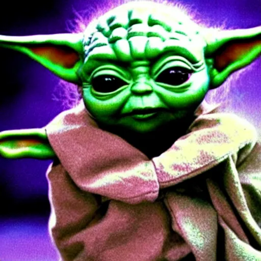 Prompt: baby yoda in batman forever, movie poster art