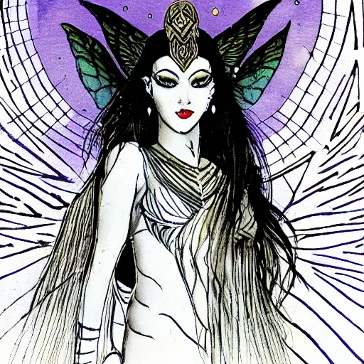 Prompt: the goddess Nyx cloaked in the night sky