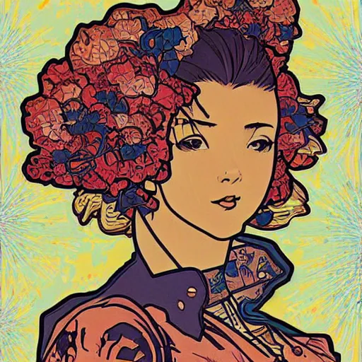 Prompt: sakura sunset illustration, pop art, splash painting, art by geof darrow, ashley wood, alphonse mucha