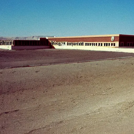 Image similar to 1 9 7 0 s movie still of a empty colossal stalinist style town in the desert, cinestill 8 0 0 t 3 5 mm eastmancolor, heavy grain, high quality, high detailed