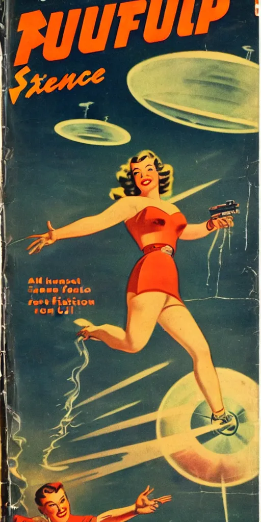 Prompt: 1 9 4 0 s pulp science fiction magazine cover art without text, no text, no fonts, ufo abduction