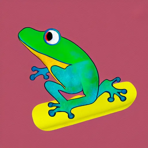 Prompt: frog on skateboard, digital ART