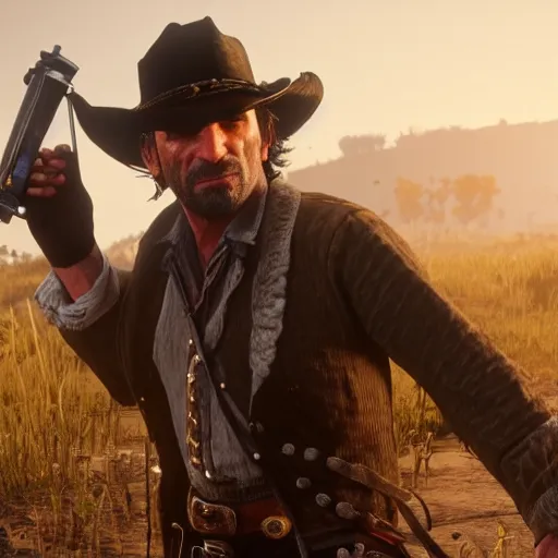 Image similar to daniel day lewis plays dutch van der linde in the playstation 4 video game red dead redemption 2, video game screenshot