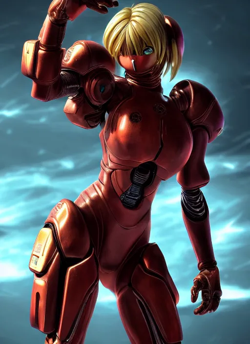 Prompt: samus aran bioorganic varia suit, energetic varia suit, full body portrait, highly detailed, intricate, concept art, vertical portrait, battle angel alita, by rembrandt, 1 6 6 7, resine figure